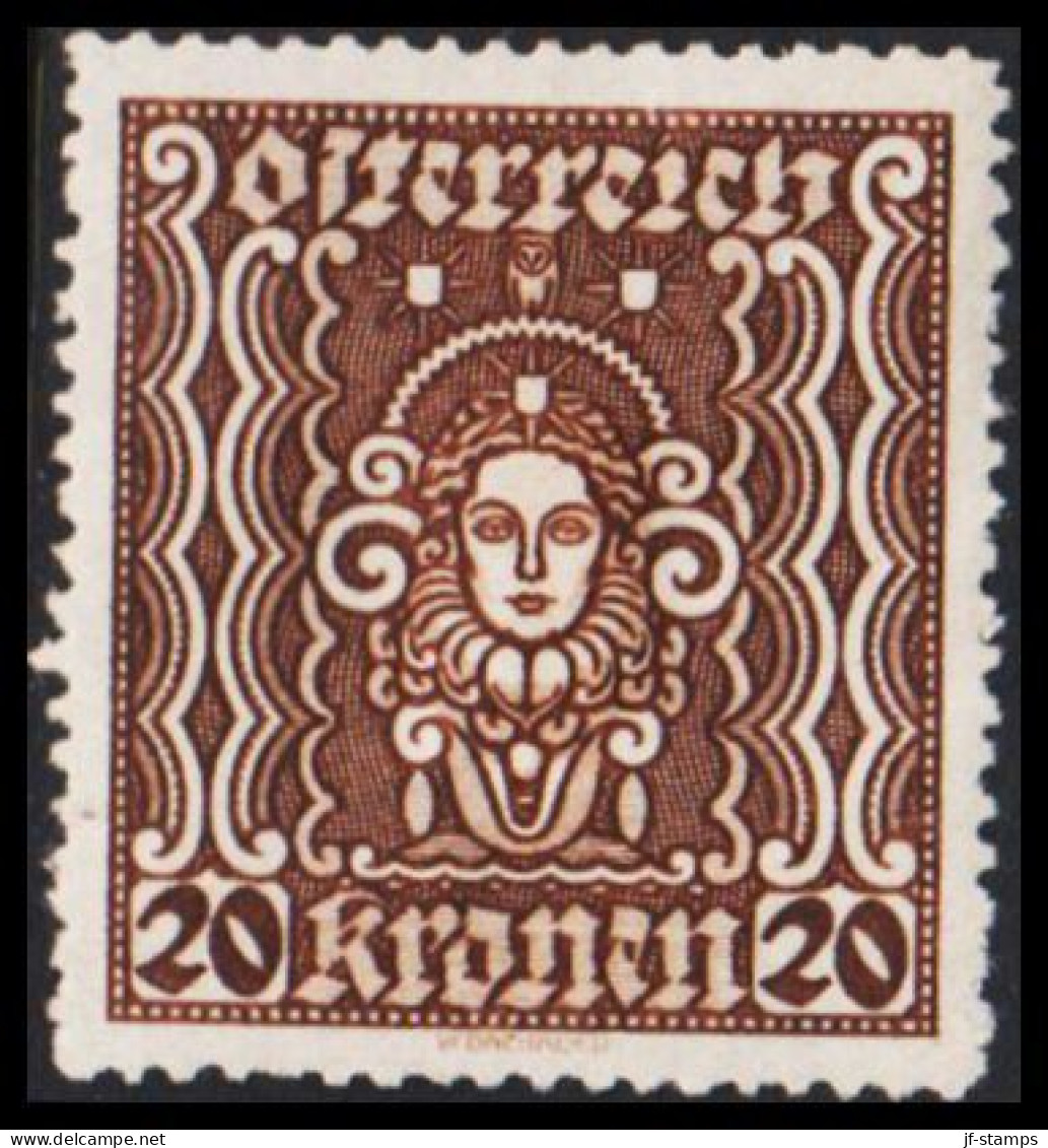 1922. ÖSTERREICH. Frauenkopf. 20 Kr. Hinged. (Michel 398) - JF541524 - Ungebraucht