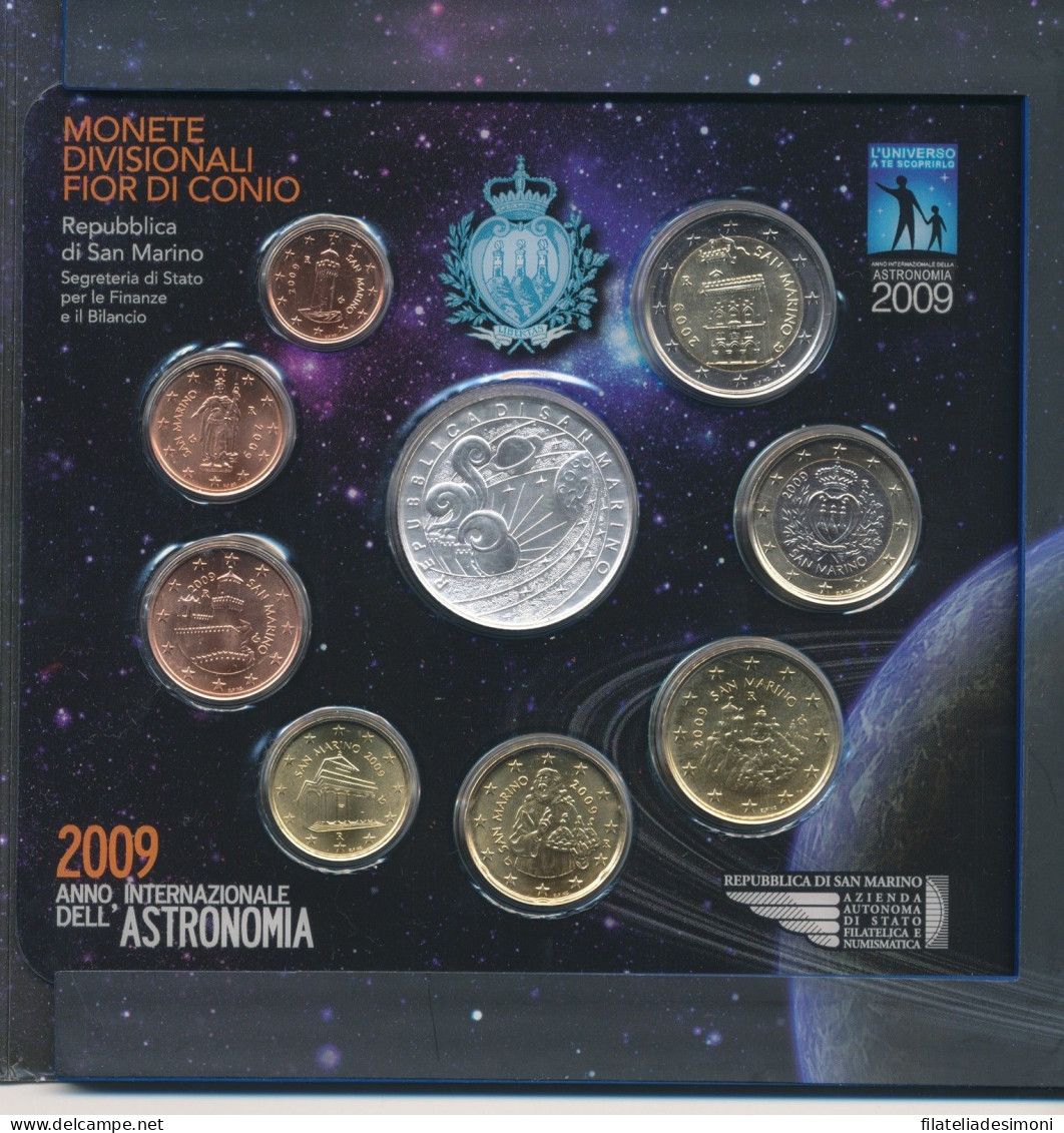 2009 Repubblica San Marino, Monete Divisionali FDC Anno Internazionale Astronomia - Saint-Marin