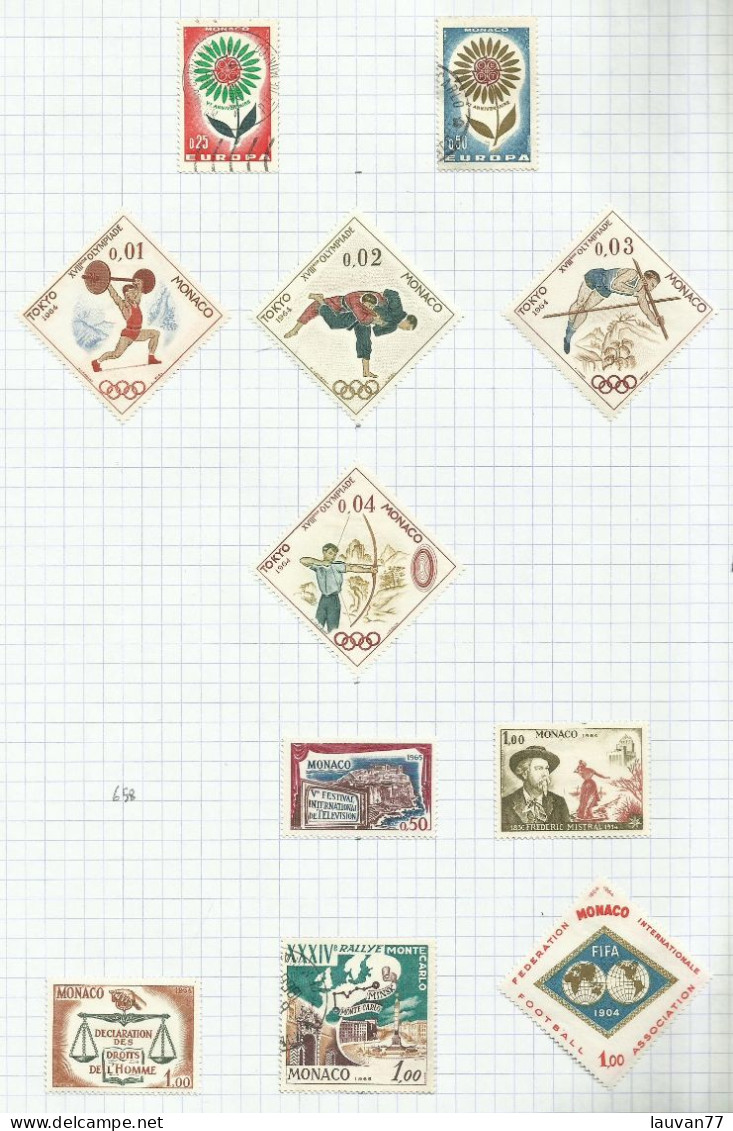 Monaco N°652 à 657, 659 à 663 Cote 6.95€ - Used Stamps