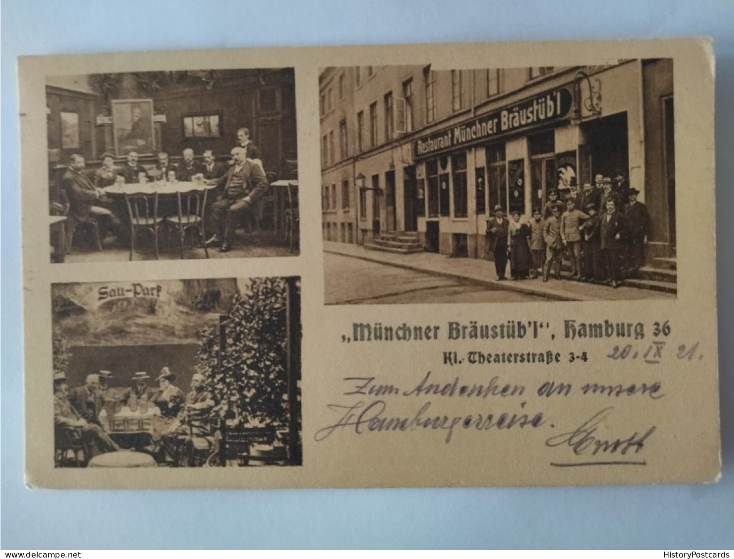 Hamburg, Restaurant Münchner Bräustübl, Kl. Theaterstr., 1921 - Mitte