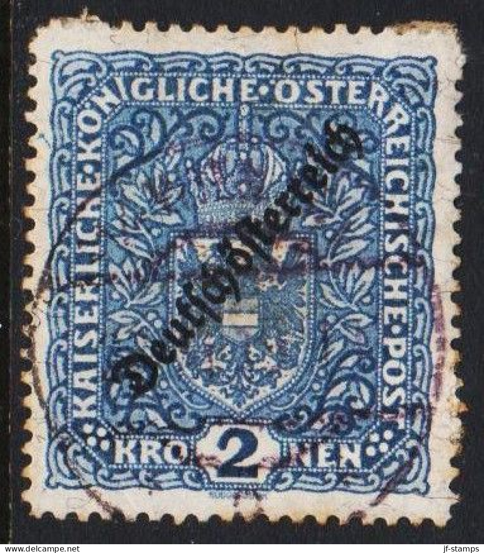 1919. ÖSTERREICH. Deutschösterreich Overprint On 2 KRONEN Interesting Shade.  - JF541571 - Oblitérés