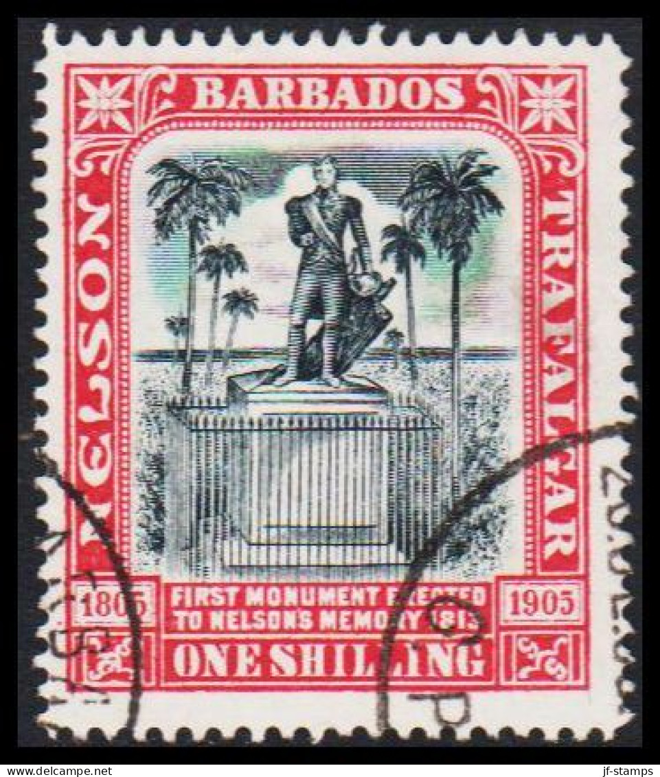 1906. BARBADOS. Trafalgar ONE SHILLING. (MICHEL 75) - JF541582 - Barbados (...-1966)