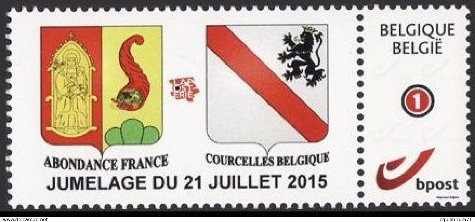 DUOSTAMP** / MYSTAMP** - Jumelage 21 Juillet 2015 - Abondance France & Courcelles Belgique - Other & Unclassified