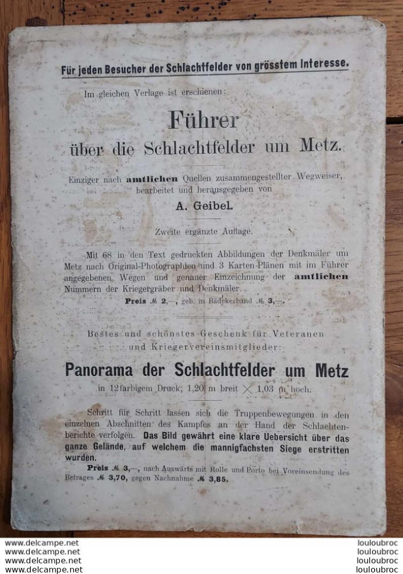 METZ KARTE DER SCHLACHTFELDER UM METZ 1906 DRUCK V. RICHTER U GERBER 69 X 58 CM - Cartes Géographiques