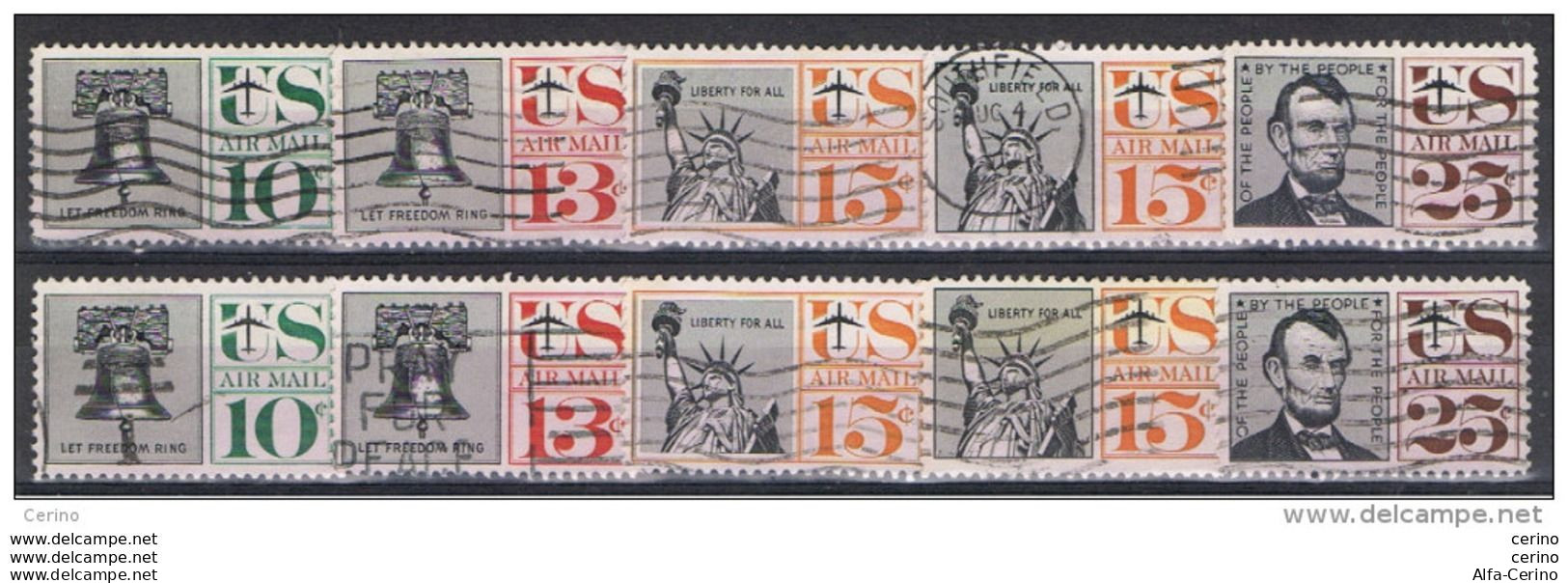 U.S.A.:  1959/61  AIR  MAIL  -  KOMPLET  SET  5  USED  STAMPS  -  REP.  2  EXEMPLARY  -  YV/TELL. 56/60 - 2a. 1941-1960 Usados