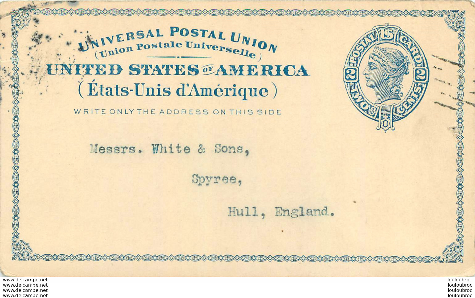 UNITED STATES AMERICA ENTIER POSTAL 1897 NEW YORK GLUCOSE AND STARCH - ...-1900