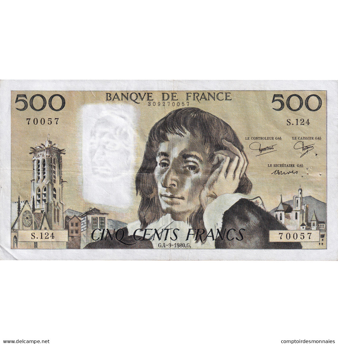 France, 500 Francs, Pascal, 1980, S.124, TTB, Fayette:71.22 - 500 F 1968-1993 ''Pascal''