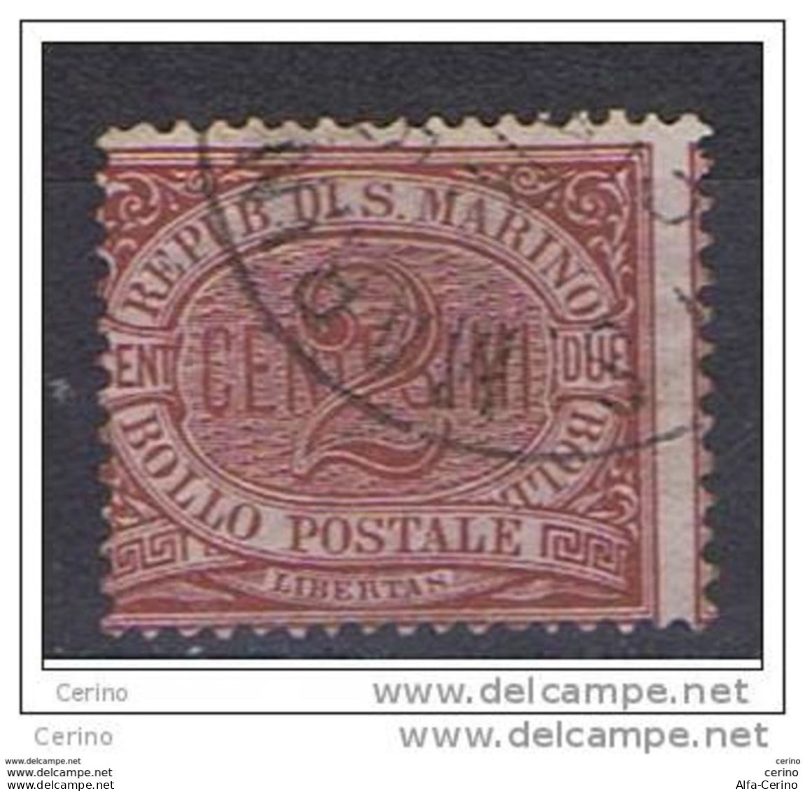 SAN  MARINO:  1894  STEMMA  -  2 C. CARMINIO  US. -  SASS. 26 - Gebraucht