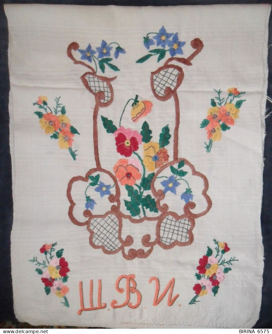 Towel. VINTAGE. FLAX. Embroidery. CROCHET. 30 - 40 Gg. - 4-27-i - Kant En Stoffen