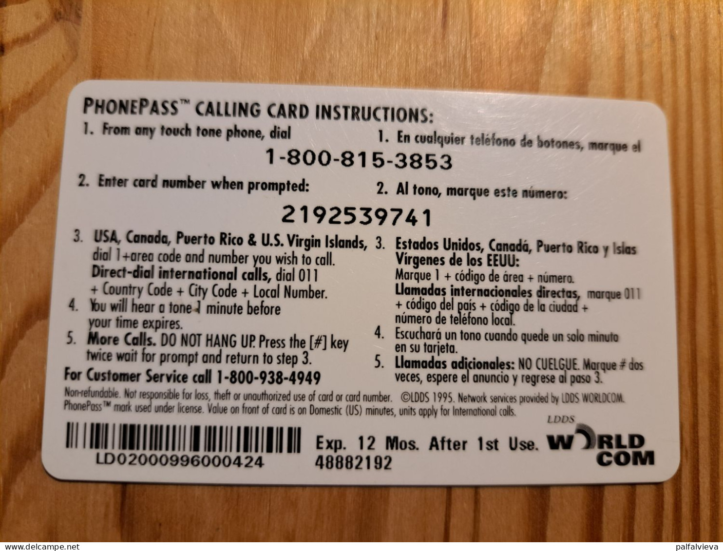 Prepaid Phonecard USA, LDDS World Com - Otros & Sin Clasificación