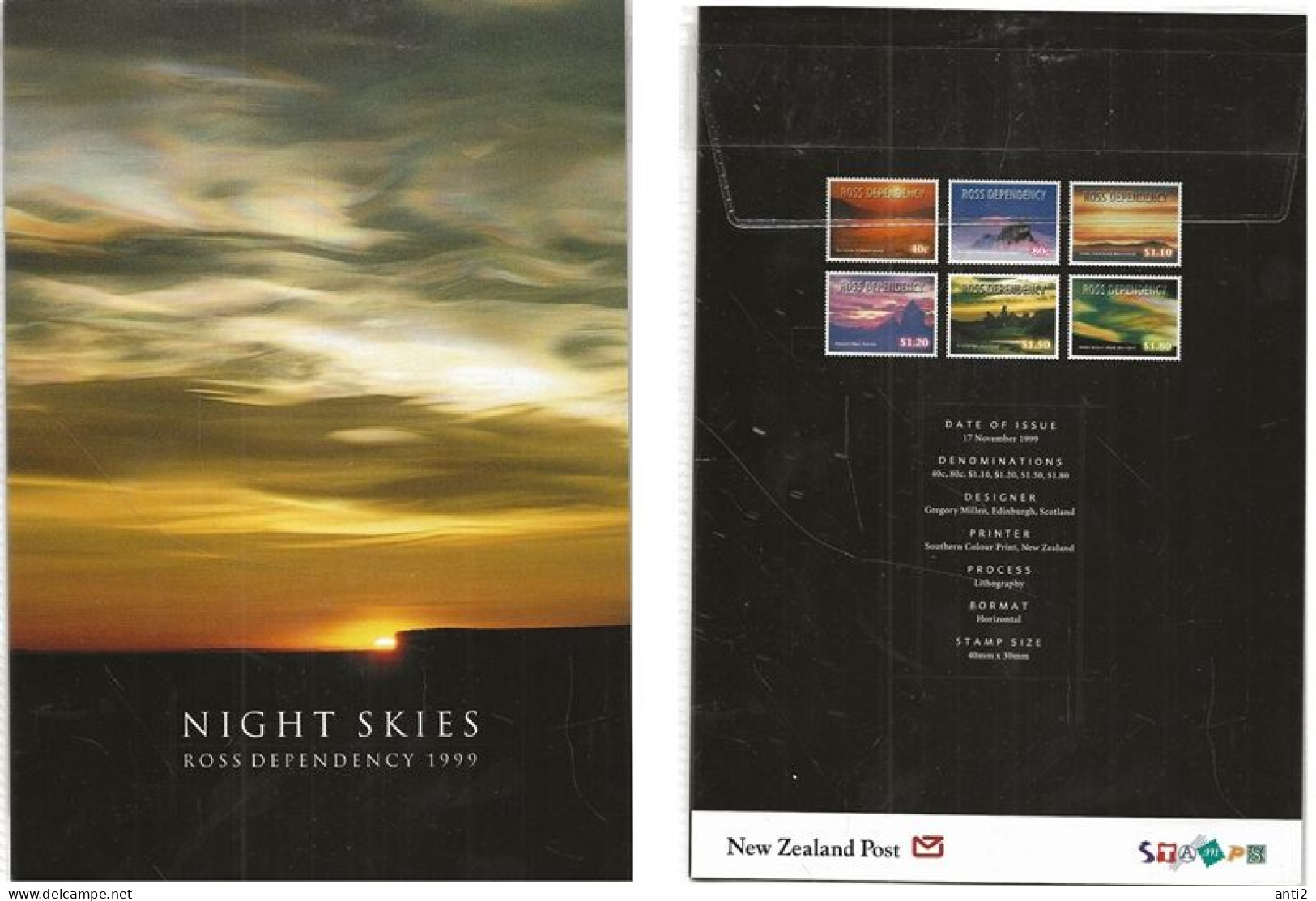 Ross Dependency (New Sealand) 1999 Natural Phenomena In The Evening Sky  Mi 60-65 MNH(**) In Folder - Unused Stamps