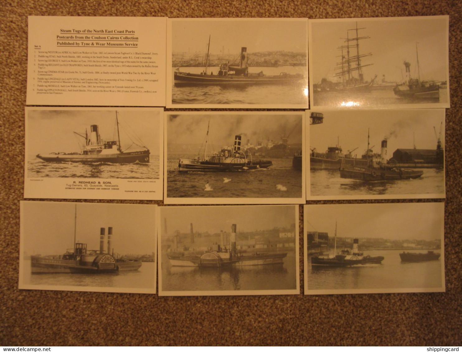 STEAM TUGS OF NORTH EAST COAST PORTS SET A - 8 CARDS, MODERN - Remorqueurs