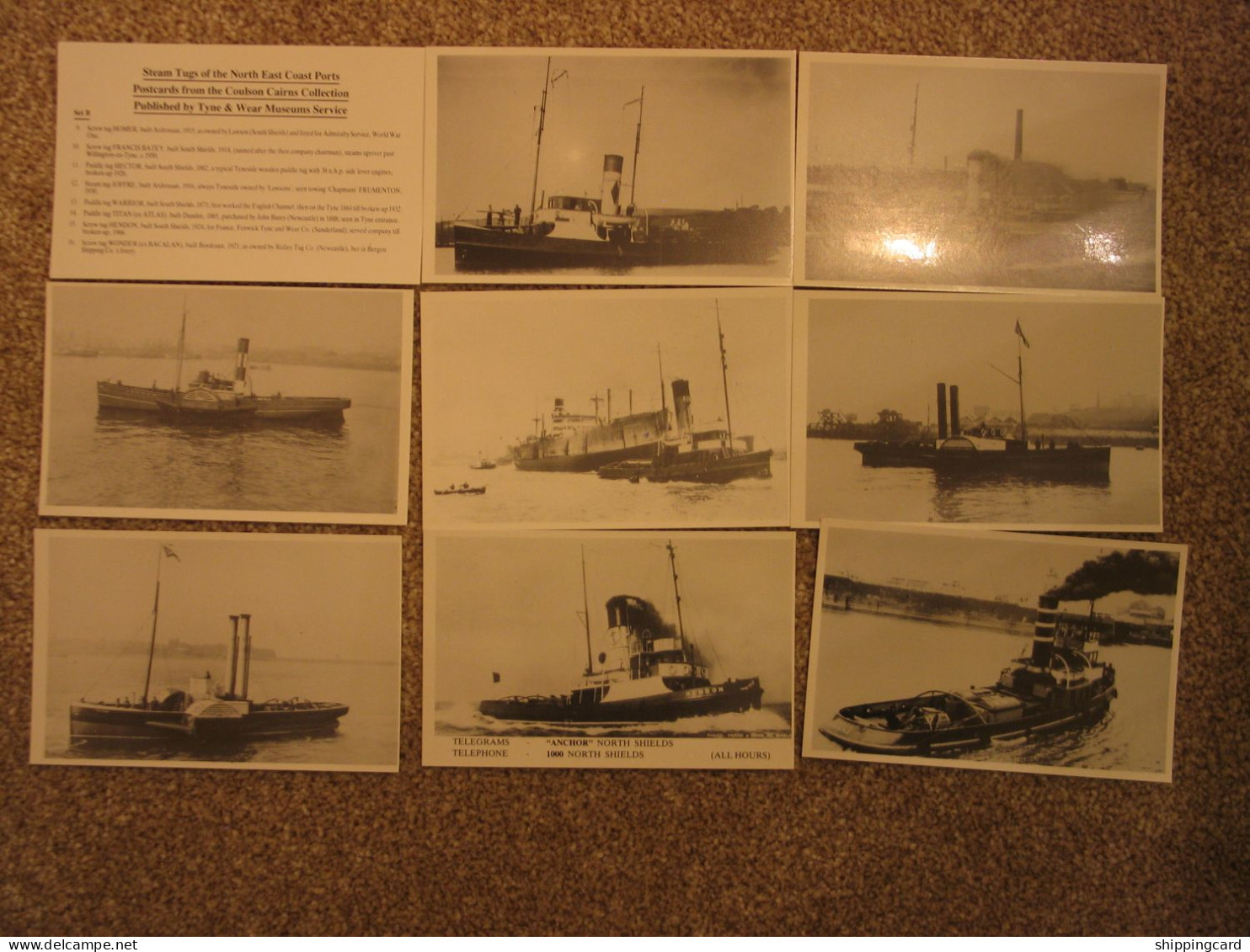 STEAM TUGS OF NORTH EAST COAST PORTS SET B - 8 CARDS, MODERN - Tugboats