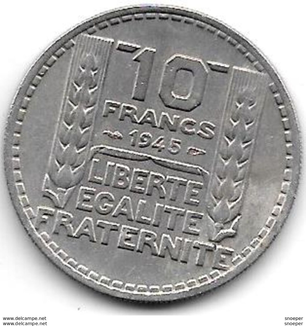 *france 10 Francs 1945 Sl Km 878  Vf+ - 10 Francs