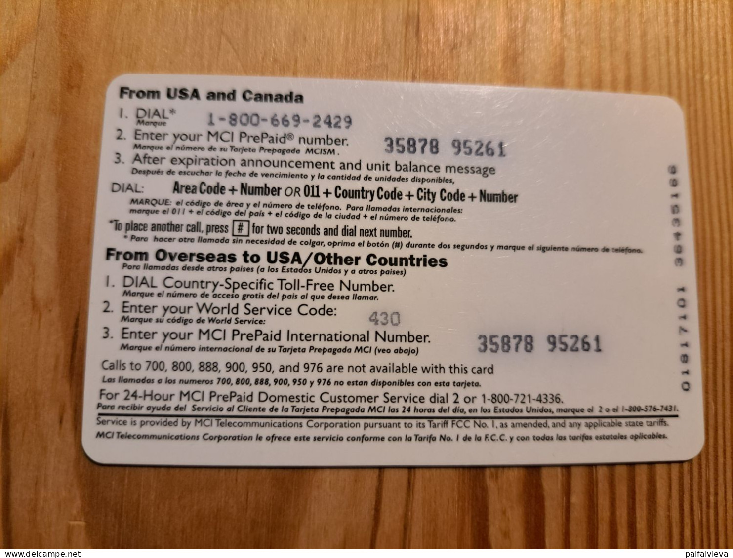 Prepaid Phonecard USA, MCI - Cumberland Farms - Andere & Zonder Classificatie