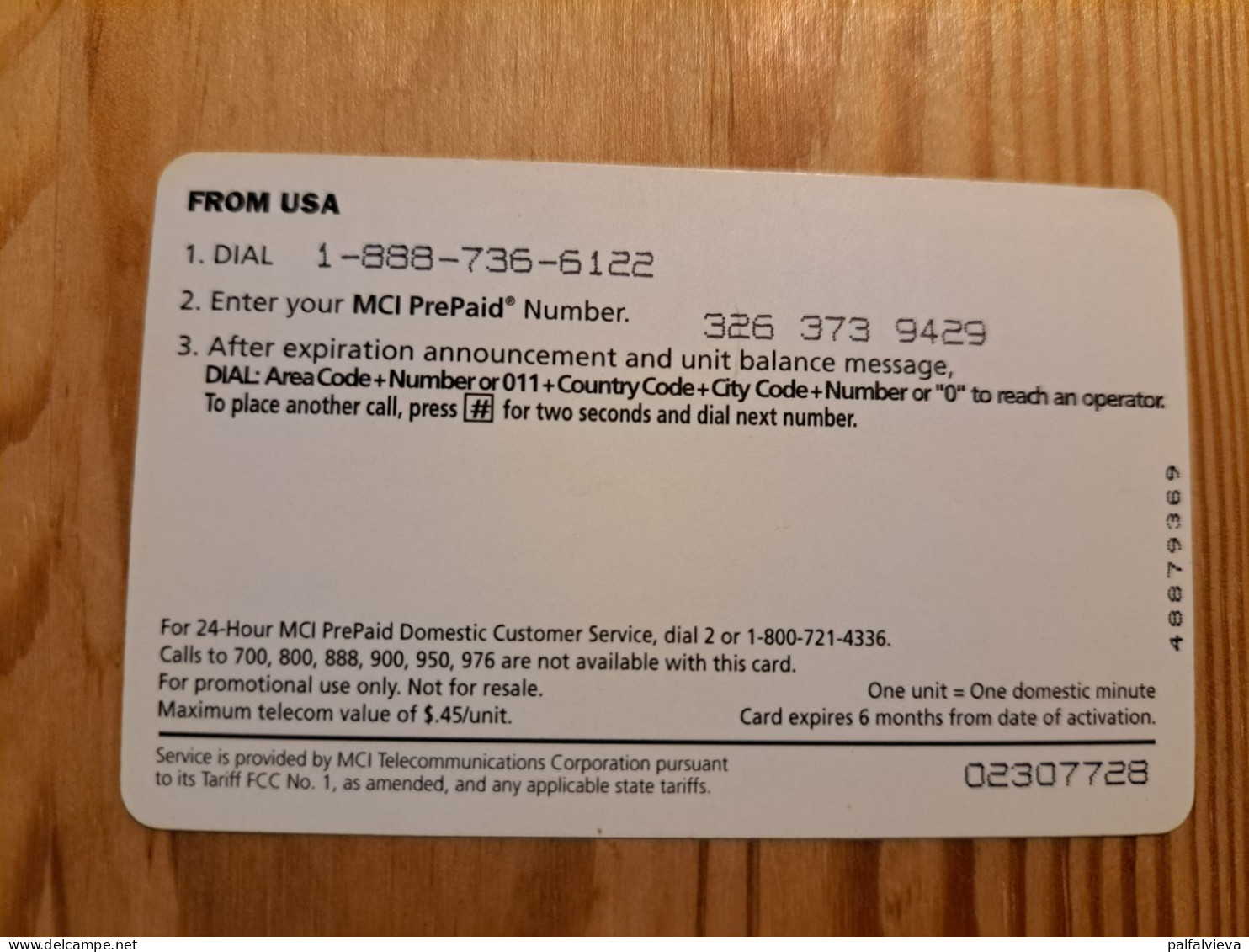 Prepaid Phonecard USA, MCI - 7Eleven - Other & Unclassified