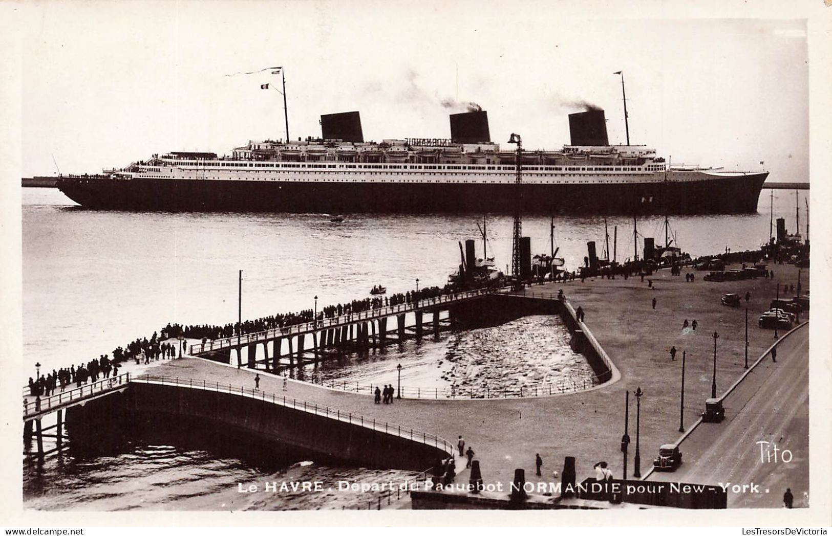 FRANCE - Le Havre - Départ Du Paquebot NORMANDIE Pour New York - Carte Postale Ancienne - Harbour