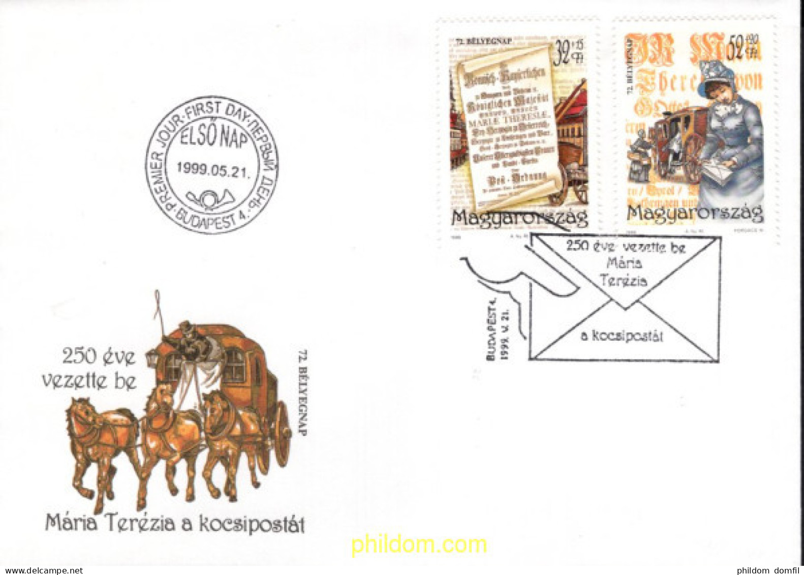 721674 MNH HUNGRIA 1999 72 DIA DEL SELLO. 250 ANIVERSARIO DEL SERVICIO DE CORREOS - Unused Stamps
