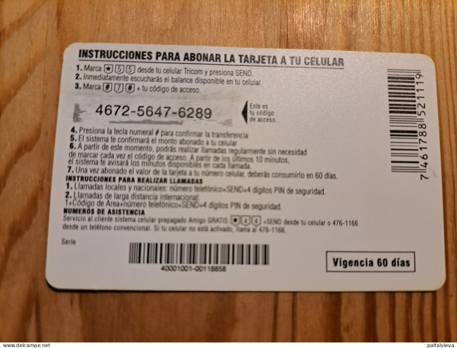 Prepaid Phonecard Dominicana, Tricom - Dominicana