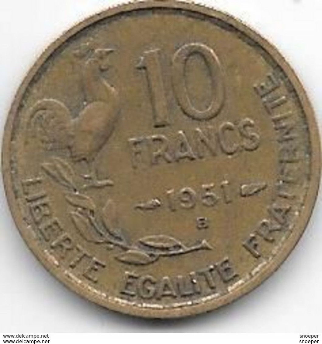 France 10 Francs 1951 B   Km 909.2   Xf+ - 10 Francs