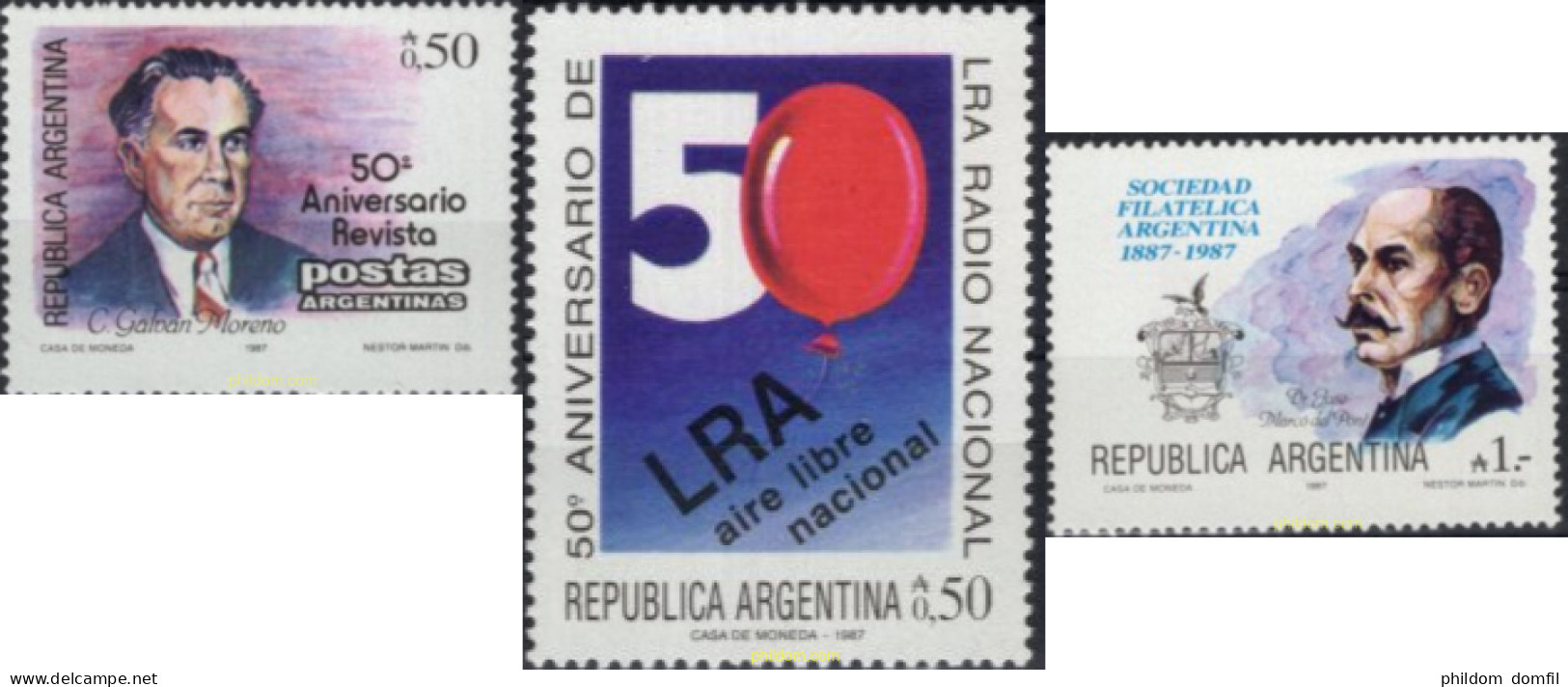 721682 MNH ARGENTINA 1987 ANIVERSARIOS - Nuevos