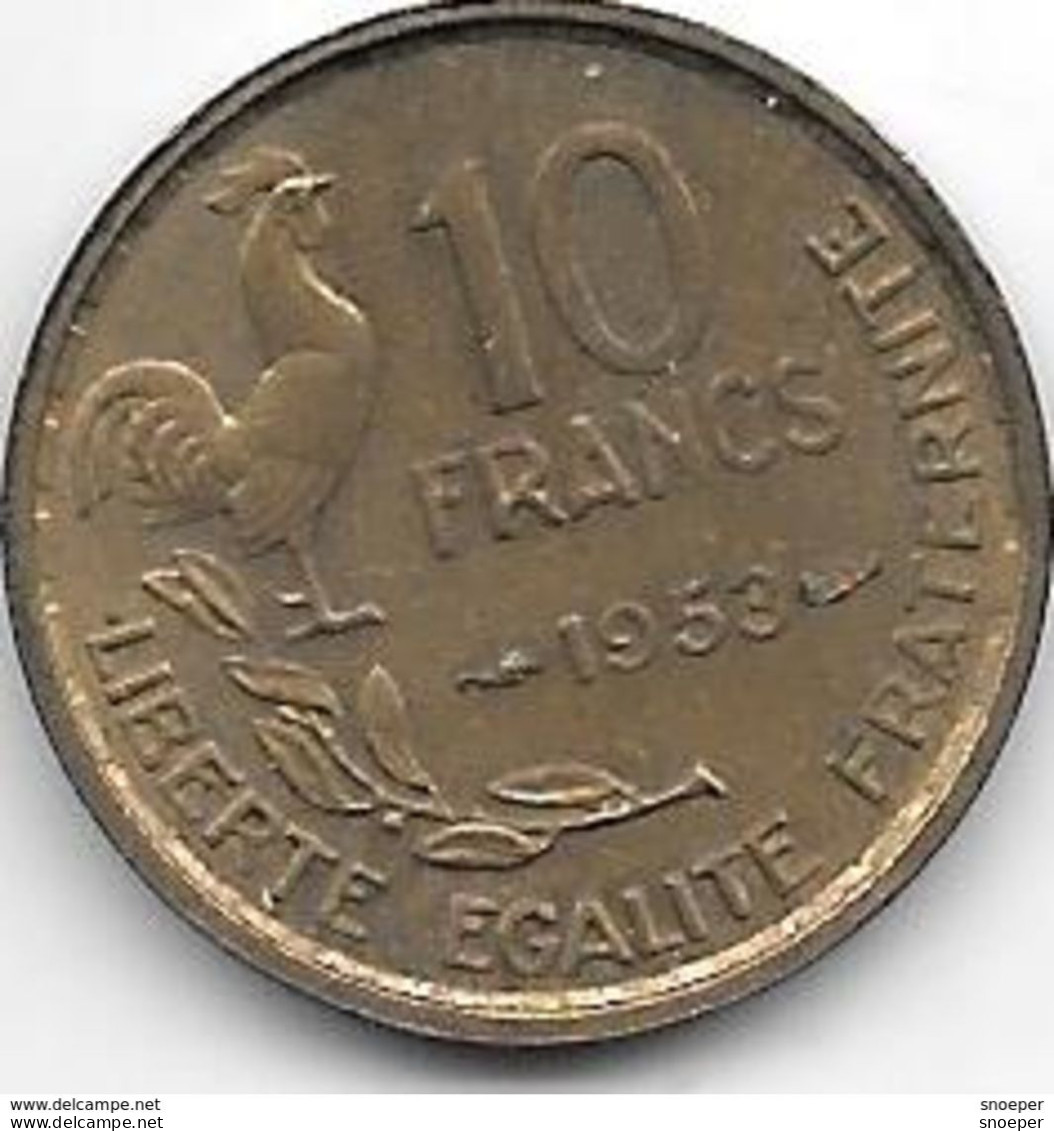 *france 10 Francs 1953  Km 915.1  Xf+ - 10 Francs