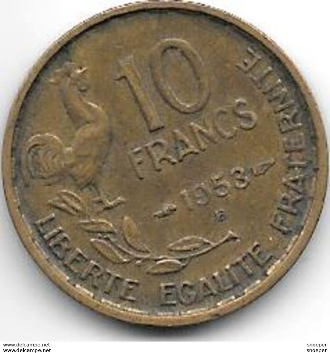 *france 10 Francs 1953 B  Km 915.2  Xf+ - 10 Francs