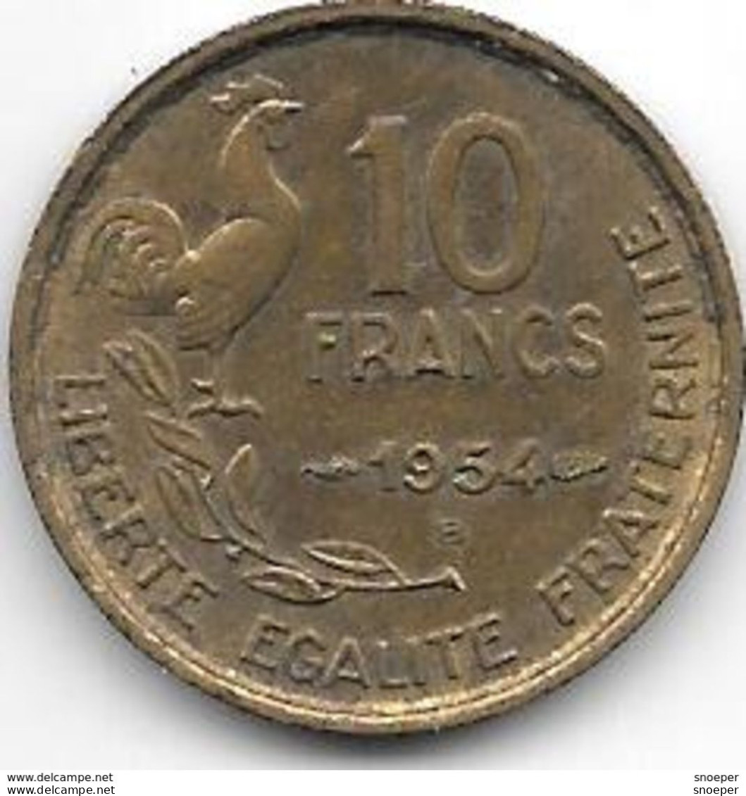 France 10 Francs 1954 B  Km 915.2  Xf+ - 10 Francs