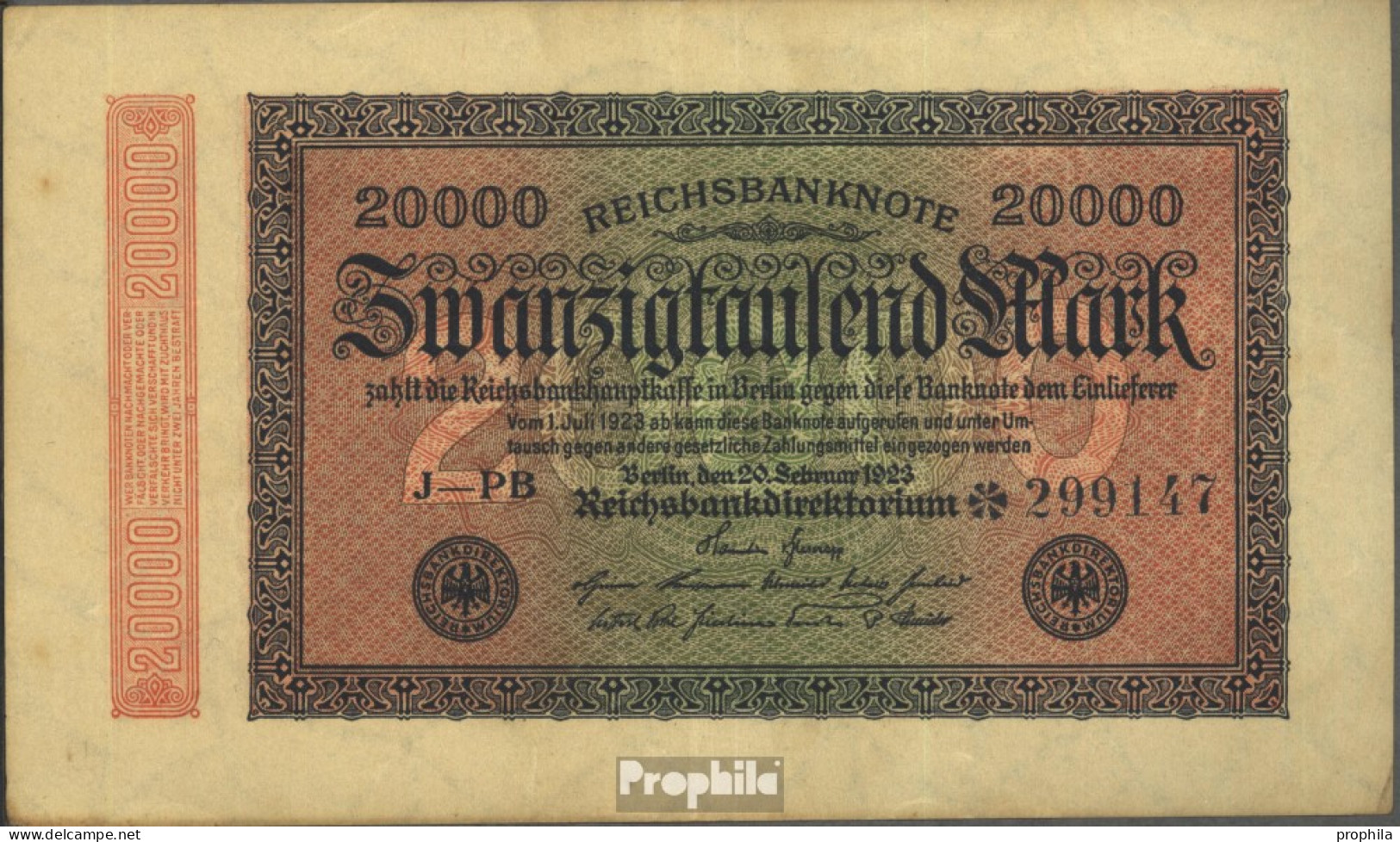 Deutsches Reich Rosenbg: 84h, Wasserzeichen Dornen Gebraucht (III) 1923 20.000 Mark - 20000 Mark