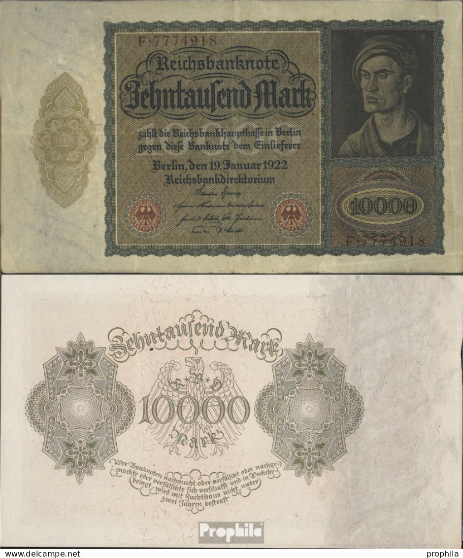 Deutsches Reich Rosenbg: 68b, Ohne Unterdruckbuchstabe Gebraucht (III) 1922 10.000 Mark - 10000 Mark