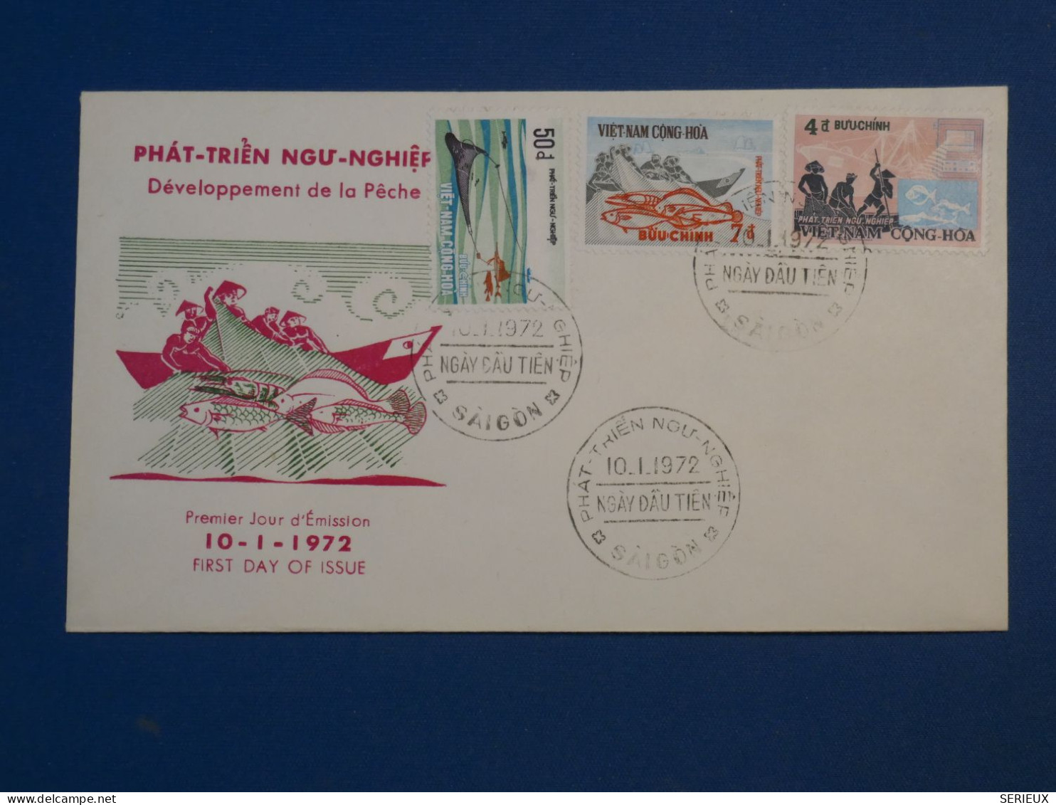 DH8 VIETNAM BELLE   LETTRE  FDC 1972 + FISHING +++ - Vietnam