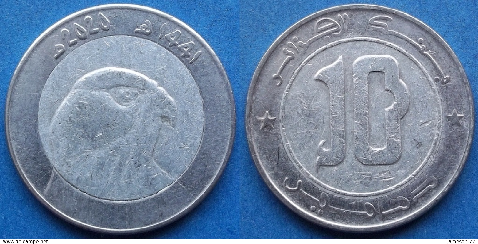 ALGERIA - 10 Dinars AH1441 2020AD "Barbary Falcon" KM# 124 Independent (1962) - Edelweiss Coins - Algeria
