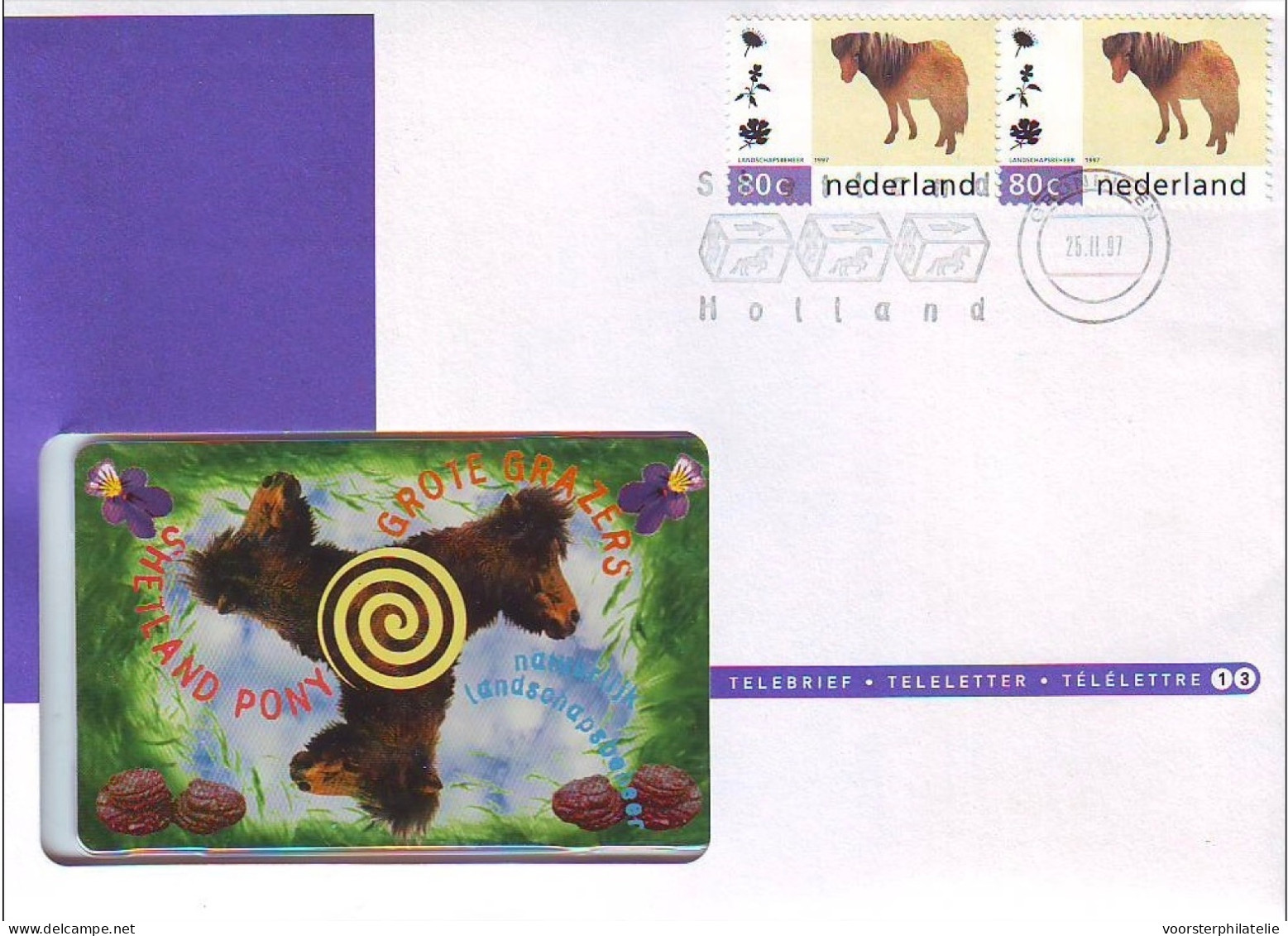 NEDERLAND TELE BRIEF N. 13 NATURE PAARD HORSE CHEVAUX - Cartoline Maximum