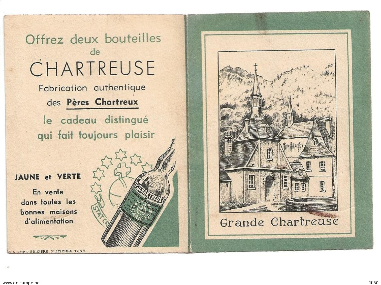 CALENDRIER 1950 GRANDE CHARTREUSE Elixir Végétal Des PERES CHARTREUX - Petit Format : 1941-60