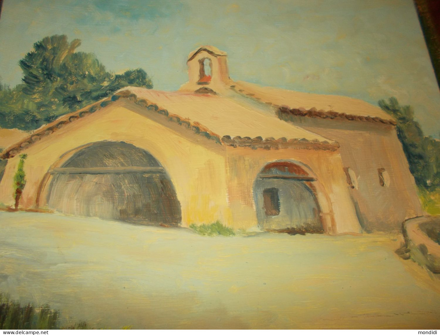 Ancien Tableau Peinture Huile Sur Isorel Chapelle St Roch De Biot 06 Alpes Maritimes Signé René Hutet Vintage Retro 1962 - Oils