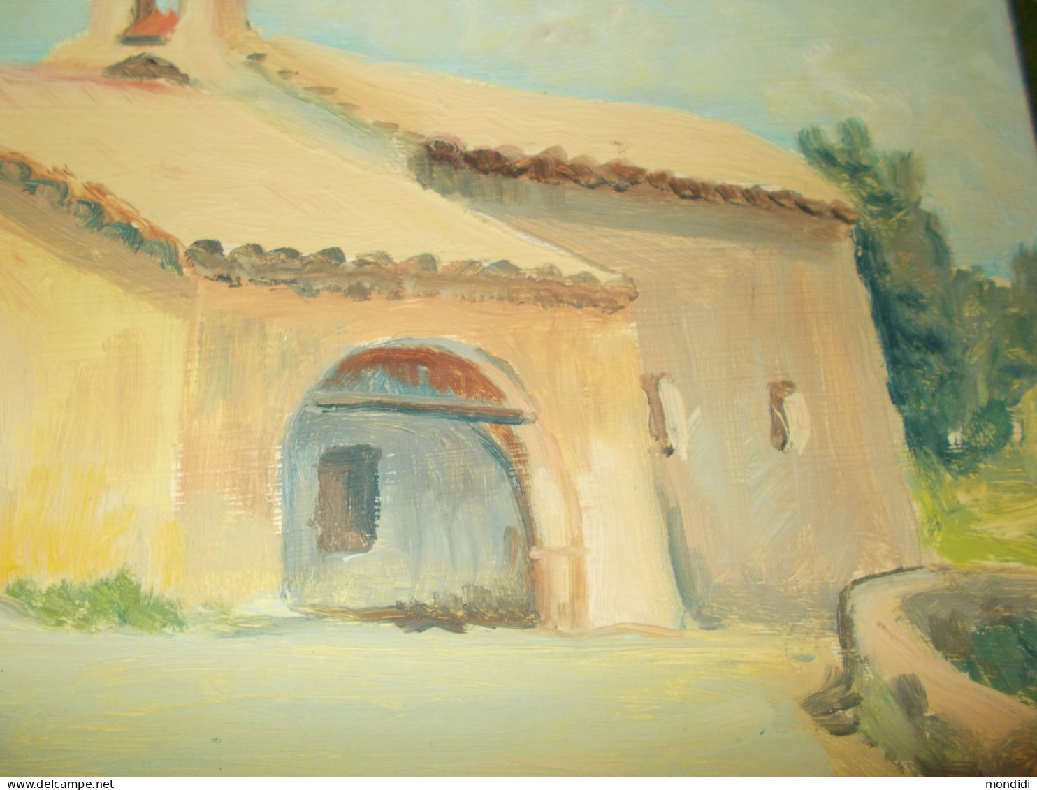 Ancien Tableau Peinture Huile Sur Isorel Chapelle St Roch De Biot 06 Alpes Maritimes Signé René Hutet Vintage Retro 1962 - Huiles