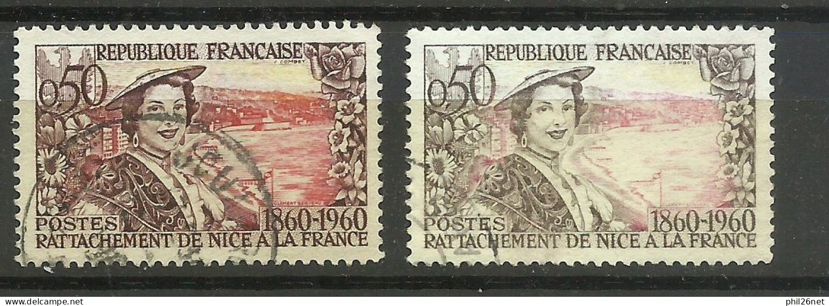 France  N° 1247  Nice Noir Et Rose    Oblitéré B/TB Le Timbre Type Sur Les Scans Pour Comparer Soldé ! ! ! - Gebraucht