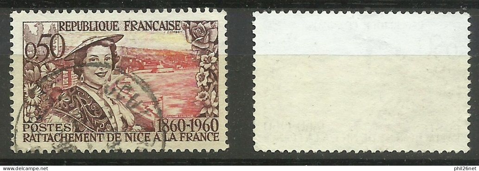 France  N° 1247  Nice Noir Et Rose    Oblitéré B/TB Le Timbre Type Sur Les Scans Pour Comparer Soldé ! ! ! - Usati