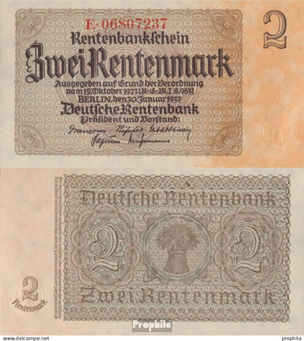 Deutsches Reich Rosenbg: 167c, Firmendruck 8stellige Kontrollnummer Gebraucht (III) 1937 2 Rentenmark - 2 Rentenmark