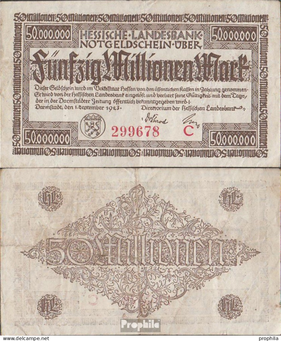 Deutsches Reich Inflationsgeld Der Hessischen Landesbank Gebraucht (III) 1923 50 Millionen Mark - 50 Mio. Mark