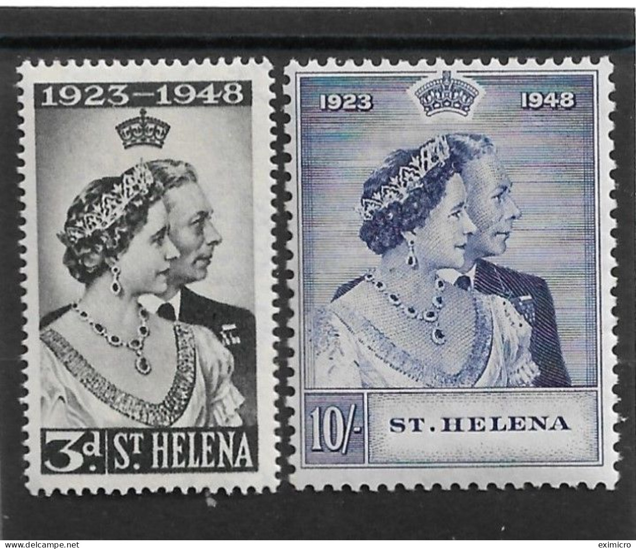 ST HELENA1948 SILVER WEDDING SET MOUNTED MINT Cat £30+ - Saint Helena Island