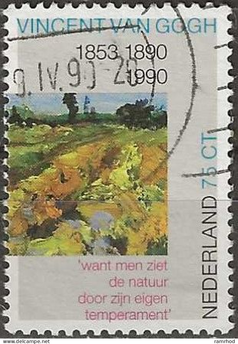 NETHERLANDS 1990 Death Centenary Of Vincent Van Gogh (painter) - 75c. - Green Vineyard (detail) FU - Used Stamps