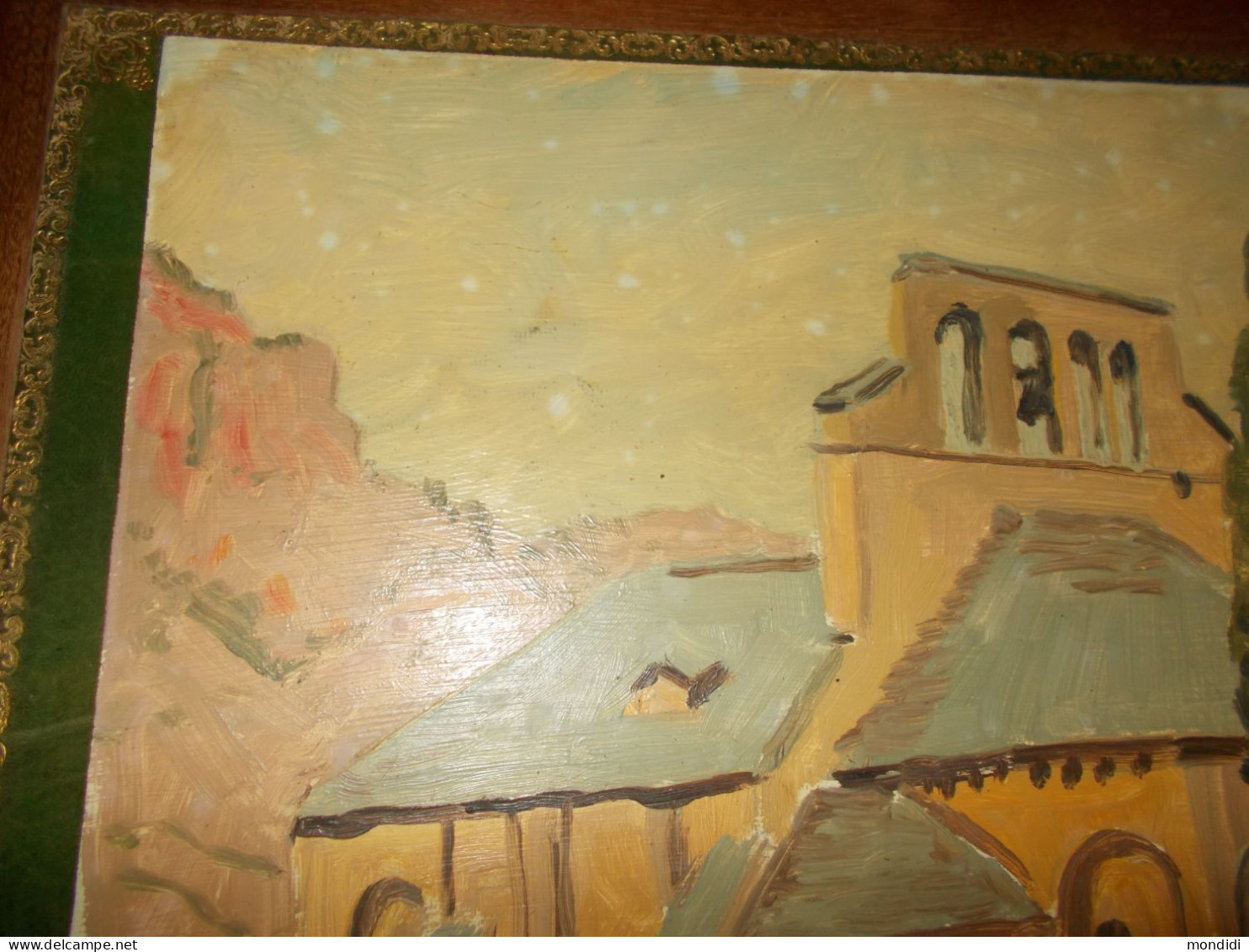 Ancien Tableau Peinture Huile Sur Isorel Chapelle Notre Dame Des Champs Mostuejouls 12 Aveyron Signé René Hutet 1966 - Oils