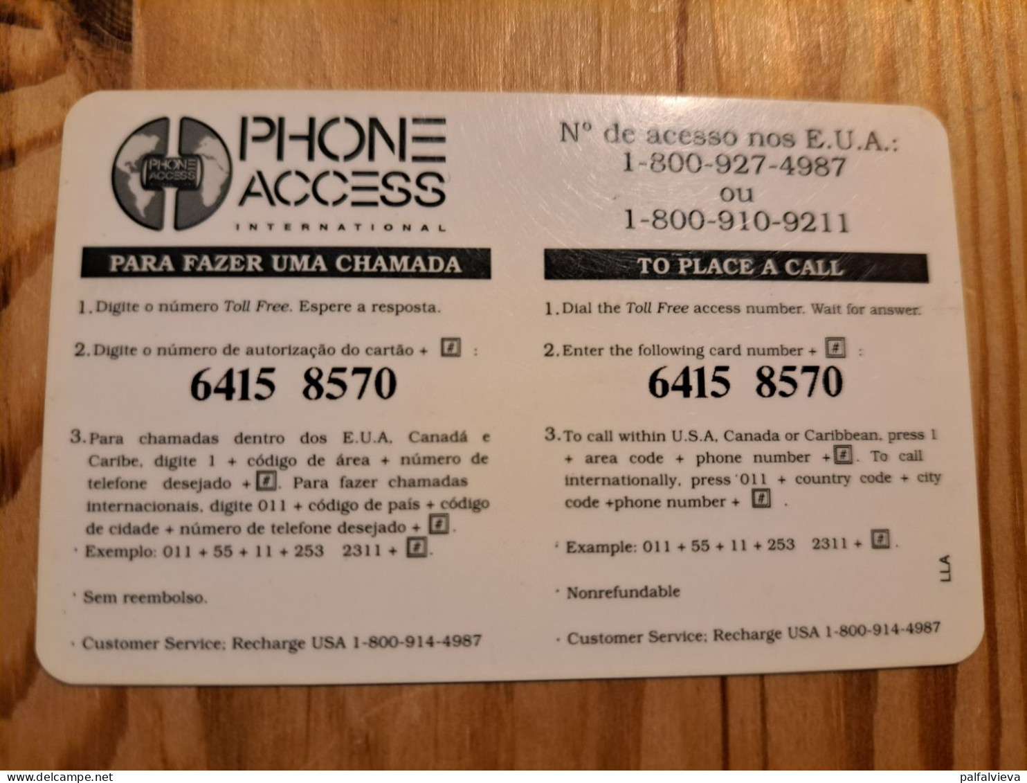 Prepaid Phonecard USA, Phone Access International - Andere & Zonder Classificatie
