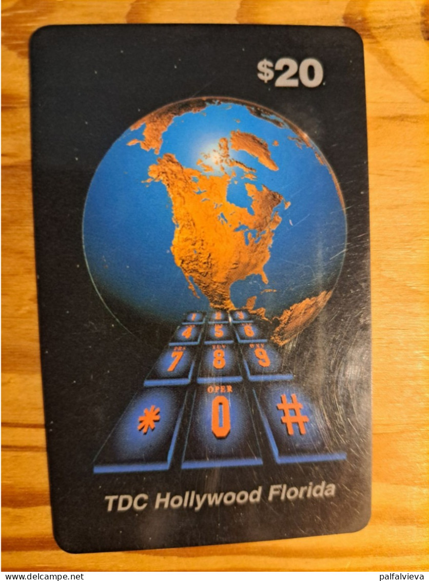 Prepaid Phonecard USA, TDC Hollywood Florida - Earth, Globe - Autres & Non Classés