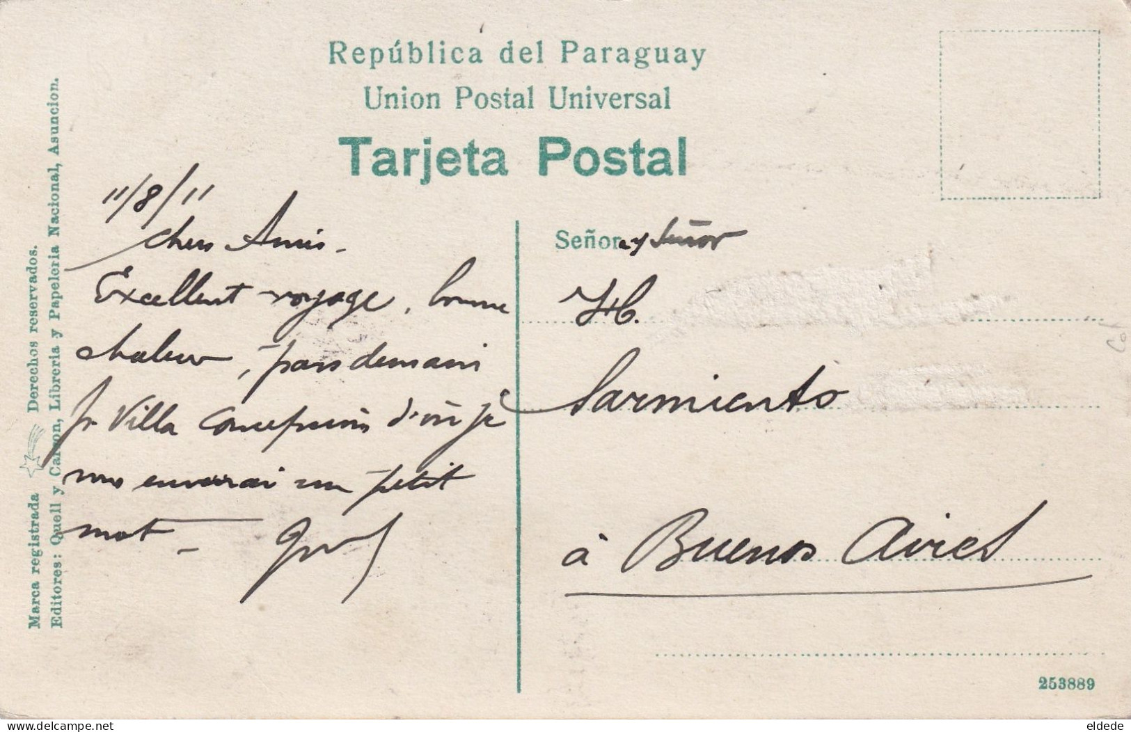 Asuncion Plaza Constitucion é Igledia Catedral  4 Stamps Hand Colored Edit Quell Y Carson - Paraguay