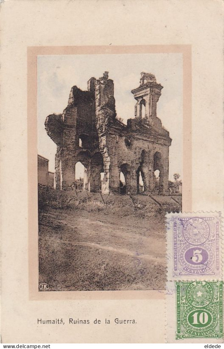 Humaita Ruinas De La Guerra 2 Stamps To La Rochelle Barthelemy Lieutenant Infanterie 123 Eme - Paraguay