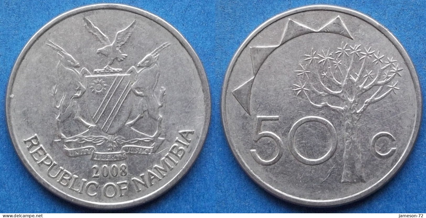 NAMIBIA - 50 Cents 2008 "Quiver Tree" KM# 3 Independent Republic (1990) - Edelweiss Coins - Namibië