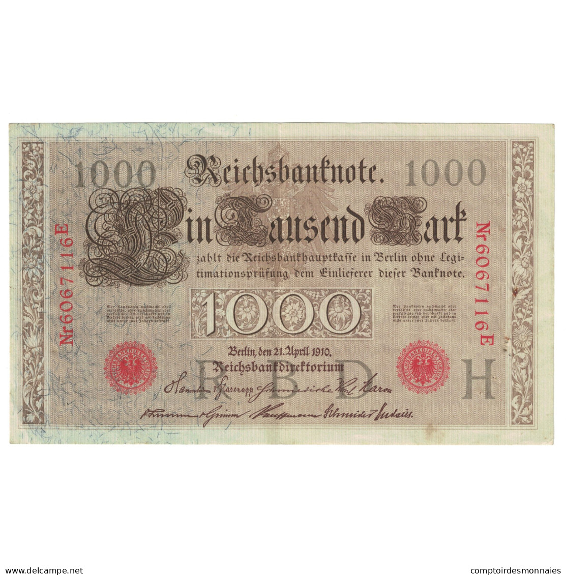 Billet, Allemagne, 1000 Mark, 1910, 1910-04-21, KM:44a, TTB - 1.000 Mark