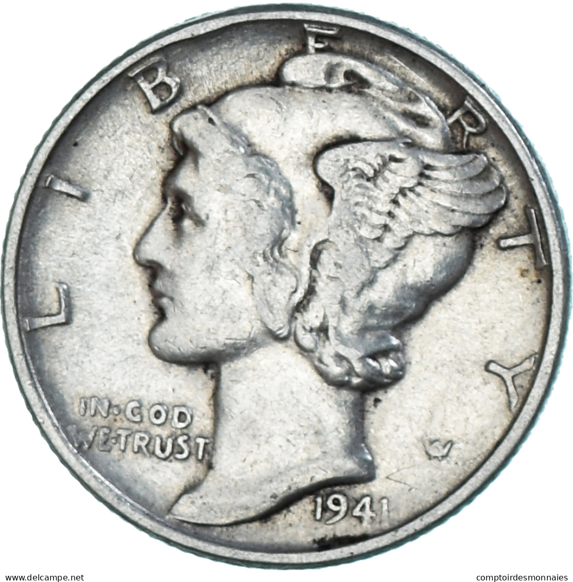 Monnaie, États-Unis, Dime, 1941 - 1916-1945: Mercury (kwik)